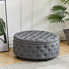 Linen Chesterfield Footstool