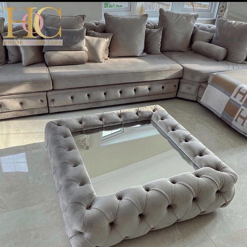 Glass coffee table - , velvet