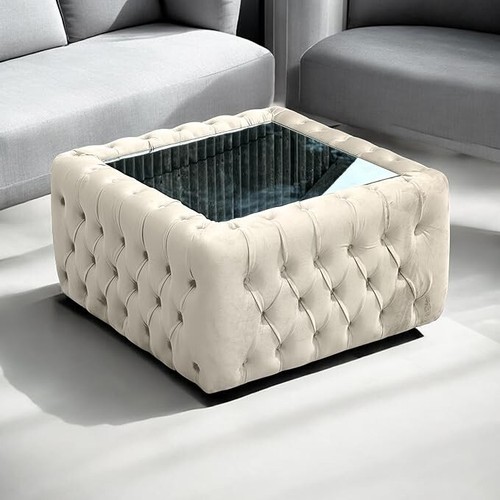 Coffee table velvet mirrored - coffee,