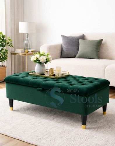 Emerald green velvet ottoman - emerald,
