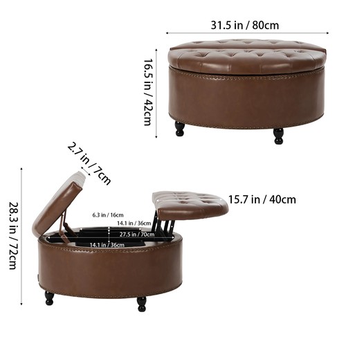 80cm round button chesterfield - round,