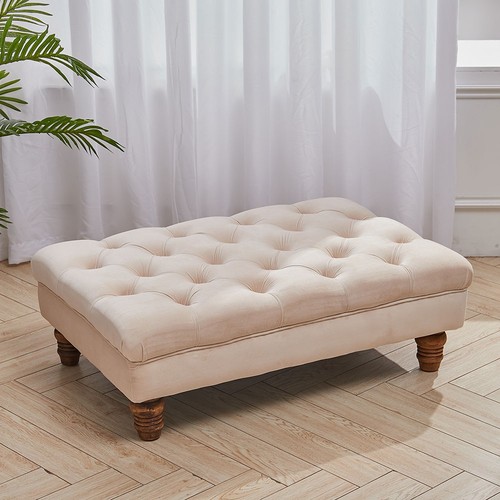 Large velvet footstool tufted - large,