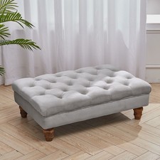 Large Velvet Footstool Tufted