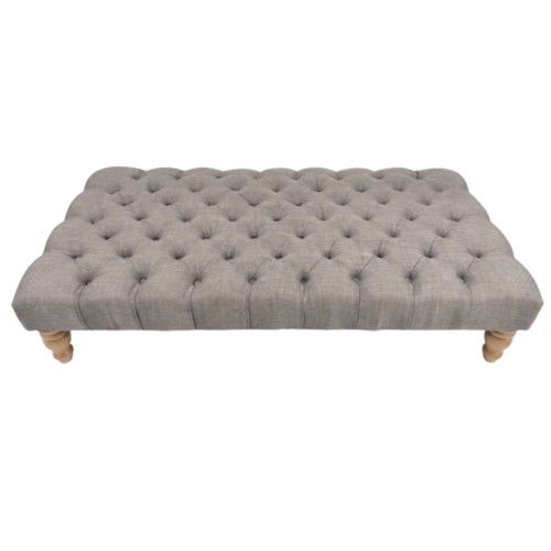 Linen chesterfield footstool - linen,